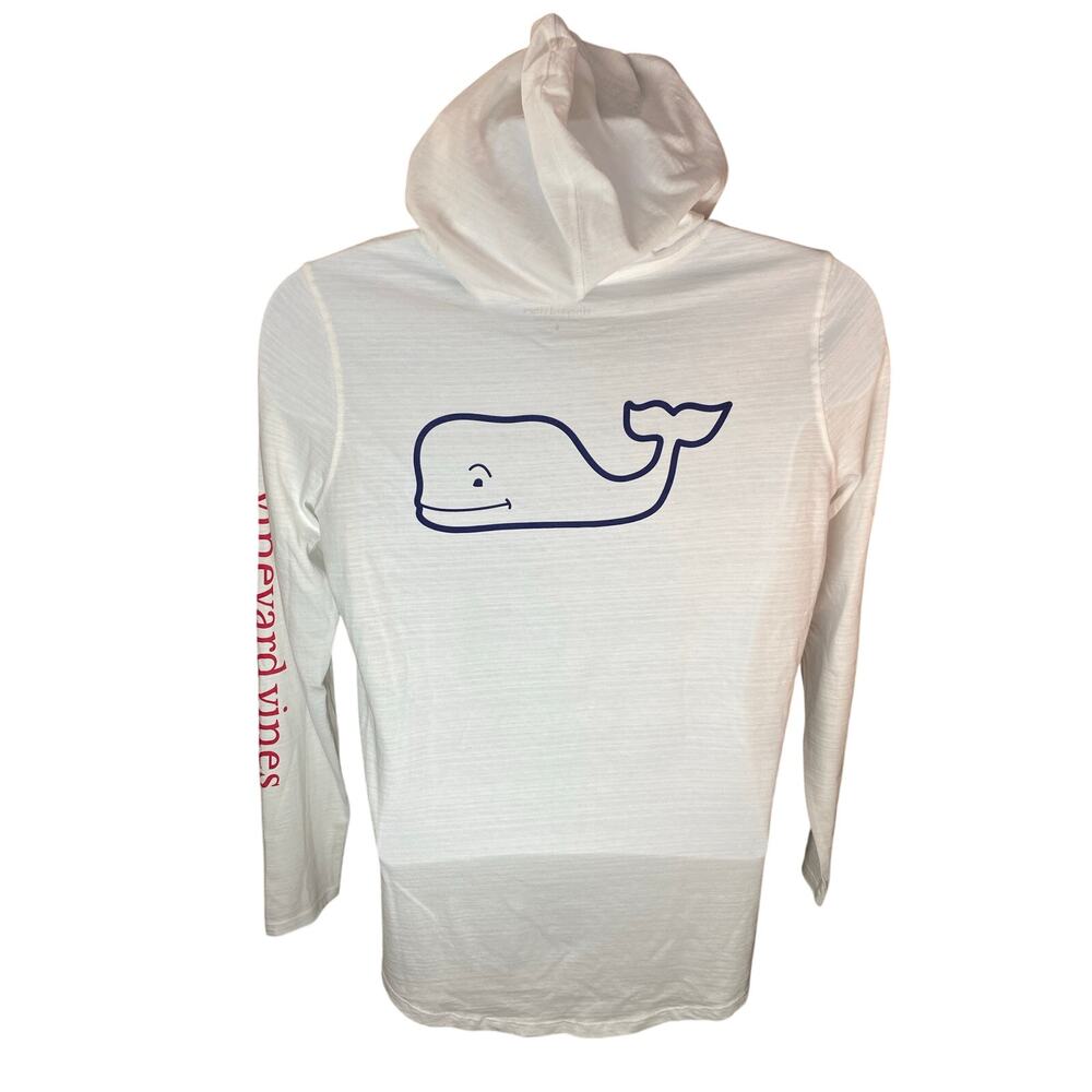 Vineyard Vines Long Sleeve White Hooded Shirt Size Large 100% Cotton